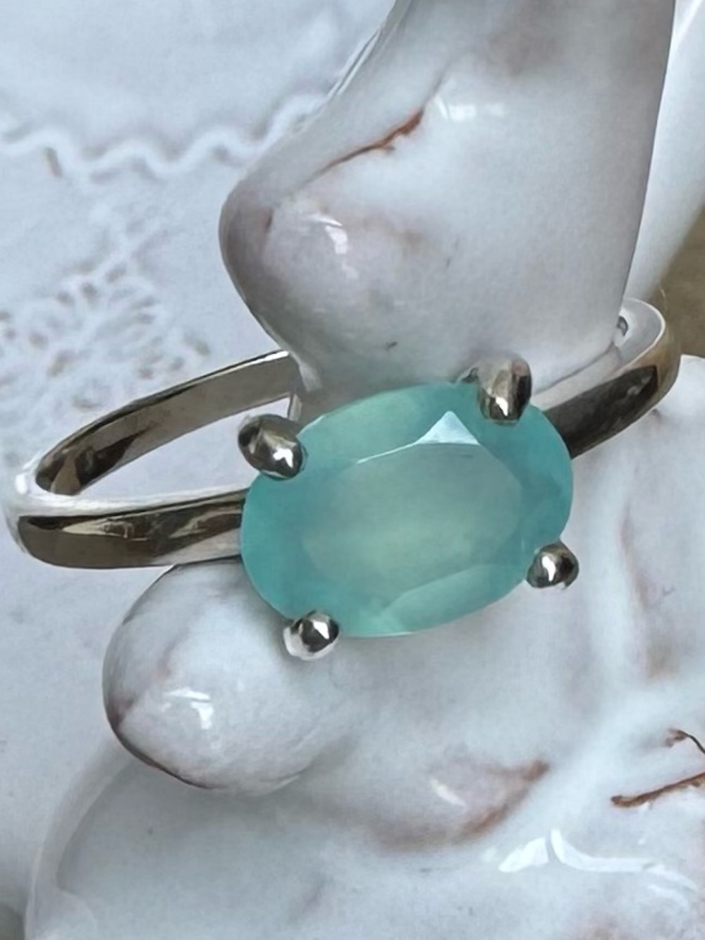 Aqua Chalcedony Ring NWOT